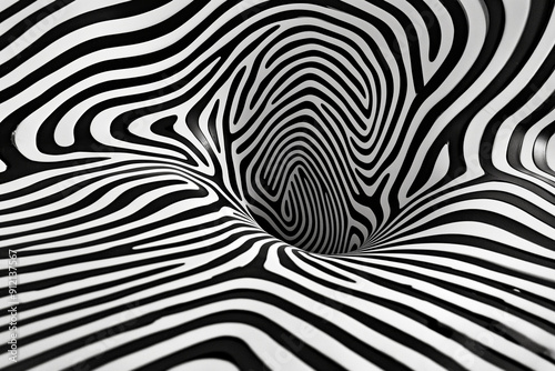 Wallpaper Mural Abstract Black and White Optical Illusion with Wavy Stripes Creating a  Depth Effect Torontodigital.ca