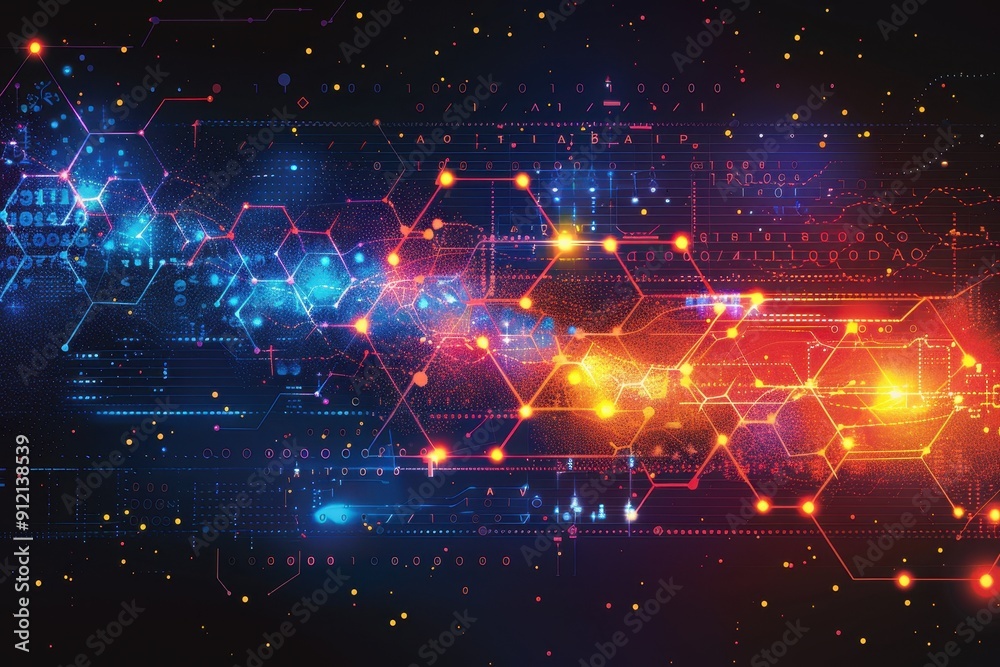 Obraz premium Abstract Medical Background With Data Visualization and Light Trails