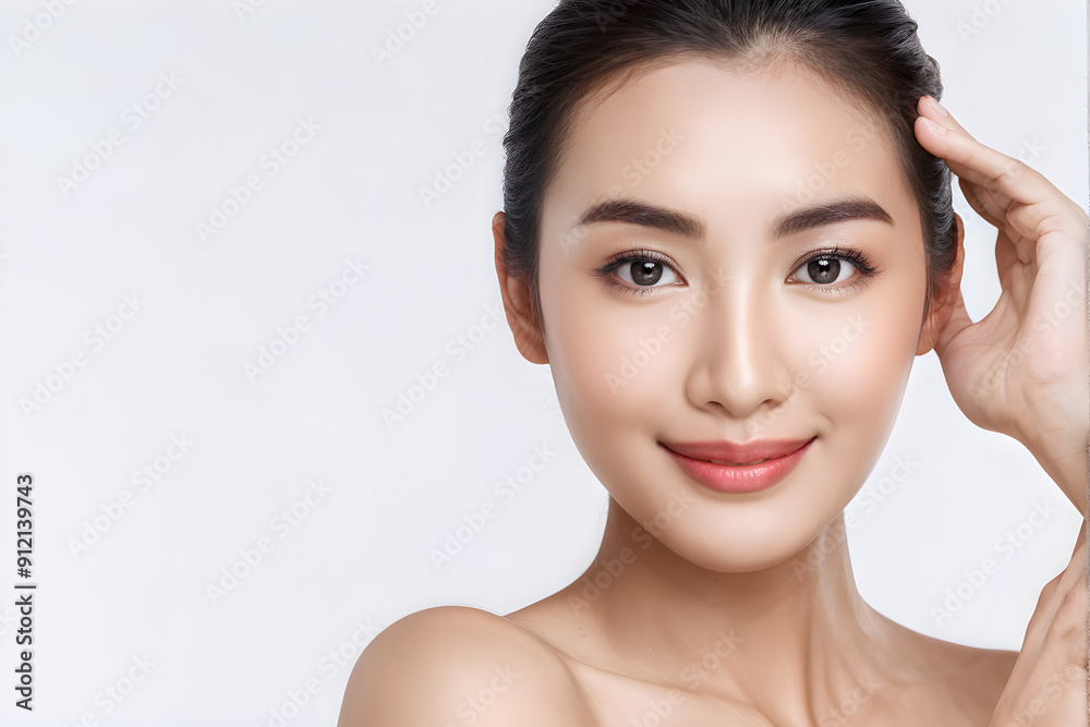 Beautiful young asian woman with clean fresh skin on white background, Face care, Facial treatment, Cosmetology, beauty and spa, Asian women portrait.
Beautiful young asian woman with clean fresh skin on white background, Face care, Facial treatment, Cosmetology, beauty and spa, Asian women portrait.