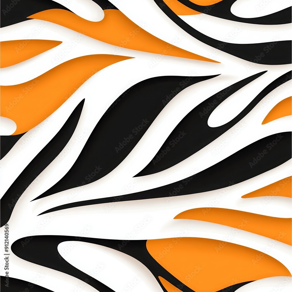 Vibrant abstract pattern with bold orange, black, and white flowing shapes, creating a dynamic and eye-catching visual effect. Vibrant abstract pattern with bold orange, black, and white flowing shapes, creating a dynamic and eye-catching visual effect.