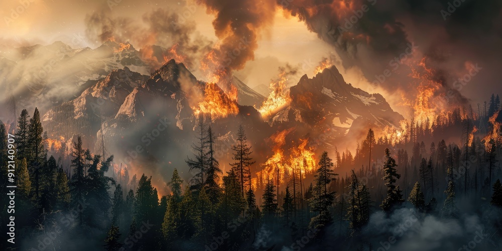 Engulfing Rage Smoke fills the sky as forest fires rage ignited by a human caused ...