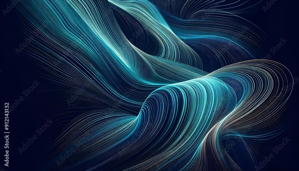 Obraz premium Abstract wavy lines dynamic and flowing visual effect in shades of blue