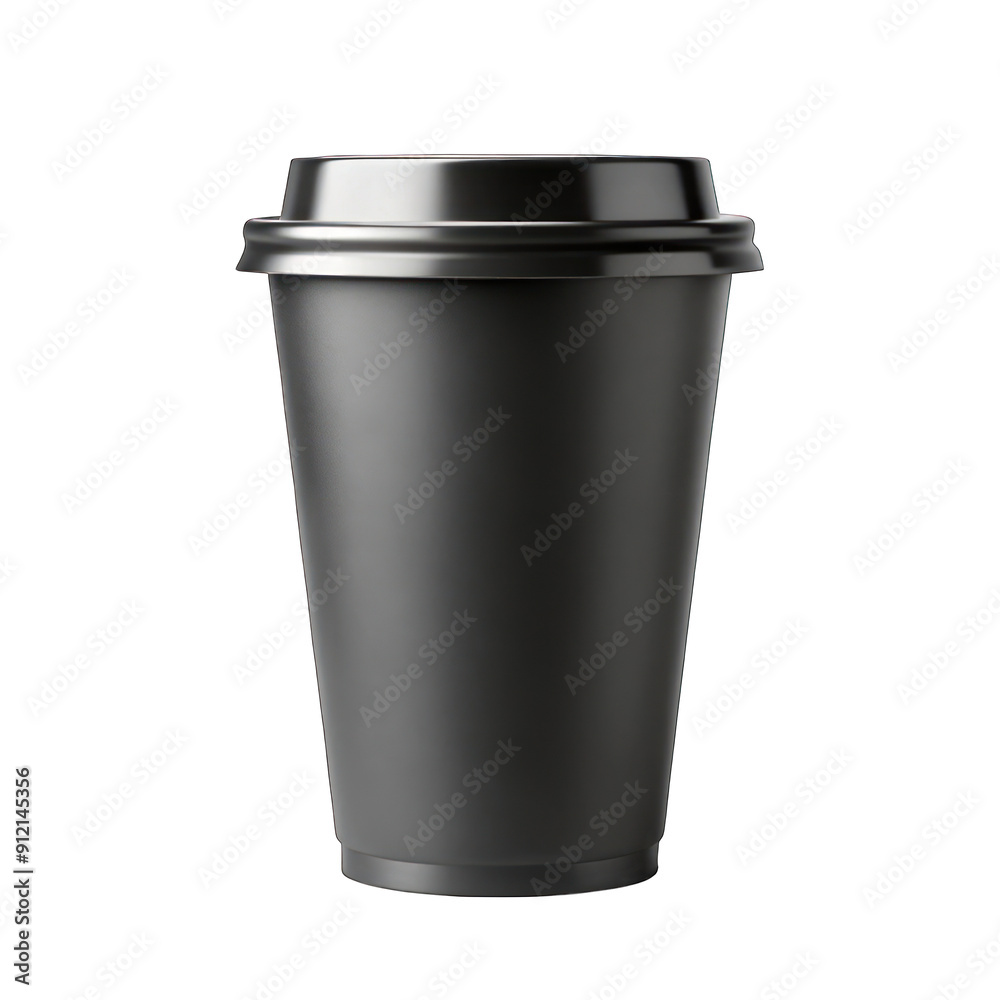 Black paper coffee cup mockup isolated on transparent background Black paper coffee cup mockup isolated on transparent background