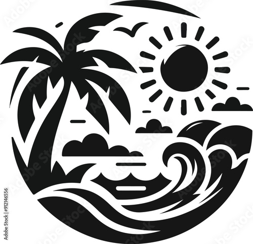 summer vacation silhouette vector.