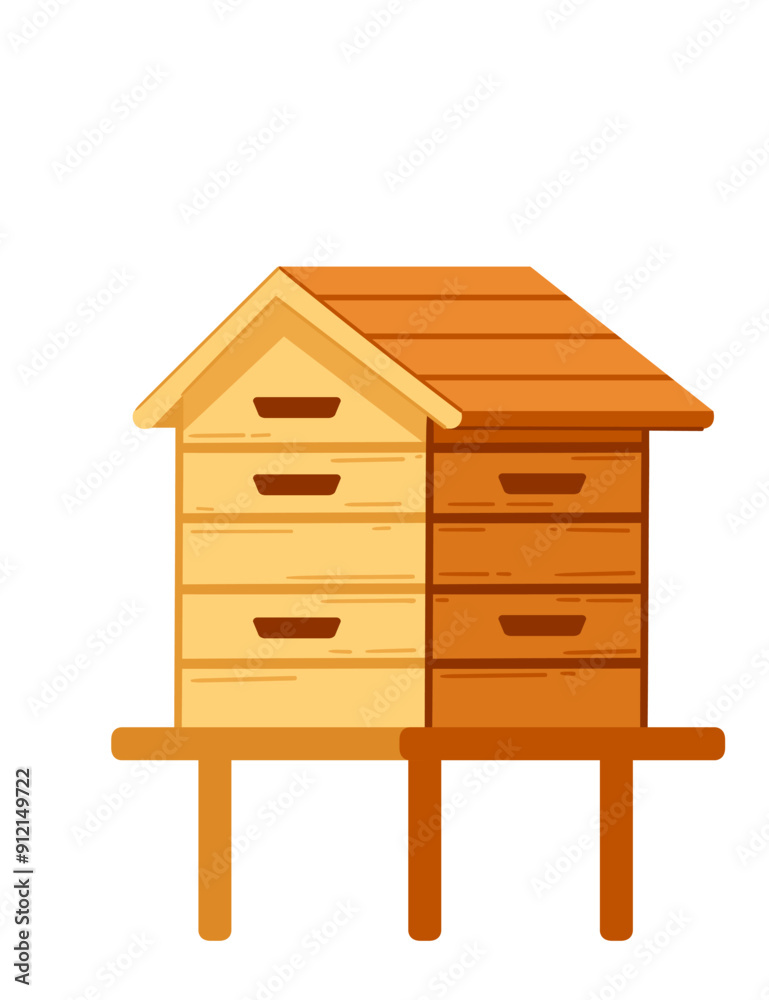 Wooden beehive. Great for educational content and apiary guides. Simple design. Vector illustration isolated on white background Wooden beehive. Great for educational content and apiary guides. Simple design. Vector illustration isolated on white background
