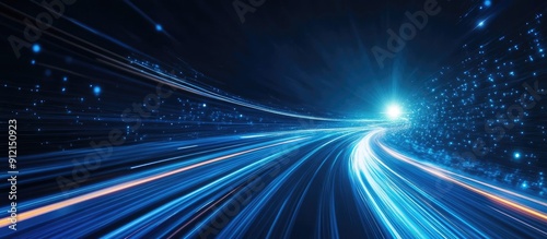 Abstract Speed Motion with Light Lines Background in a Blue Filter Technology Setting