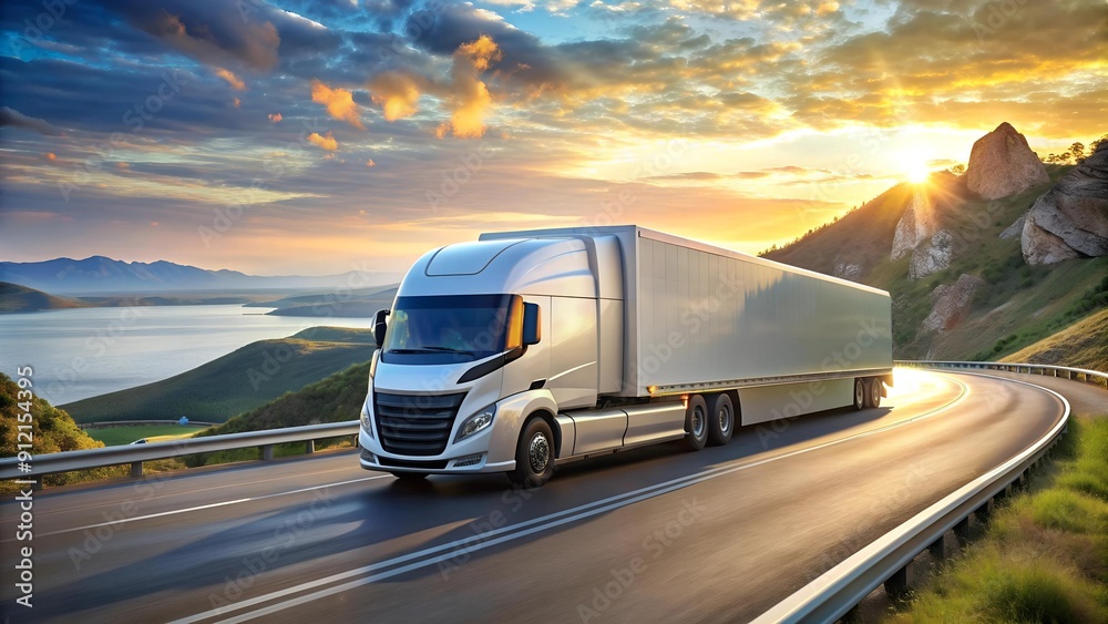 The Future of Transportation: A Hydrogen Fuel Cell Truck on a Scenic Highway AI generated The Future of Transportation: A Hydrogen Fuel Cell Truck on a Scenic Highway AI generated