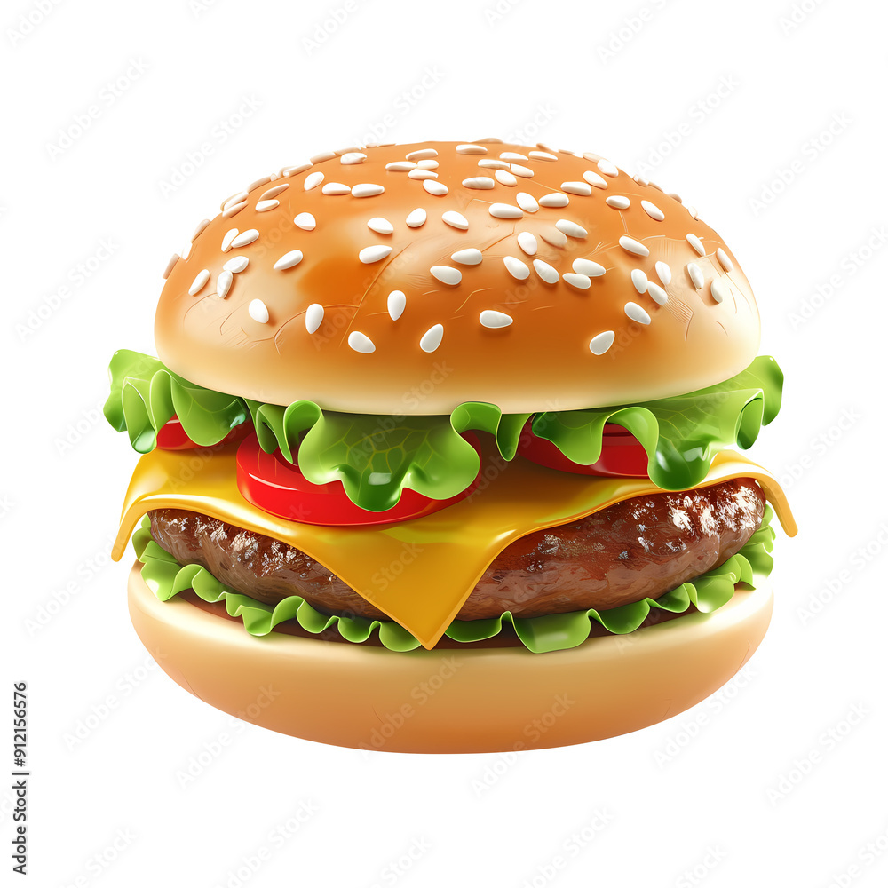burger 3d realistic icon illustration isolated on transparent background burger 3d realistic icon illustration isolated on transparent background