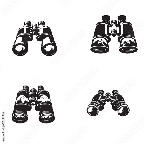  silhouette of clean vector  Binoculars  on white background

