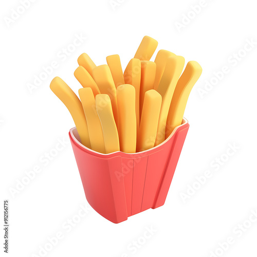 french fries 3d realistic icon illustration isolated on transparent background