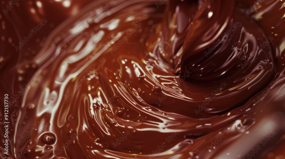 Thick, smooth dark chocolate melts as it is stirred in a bowl on a bright kitchen counter, creating a rich, creamy texture for desserts Thick, smooth dark chocolate melts as it is stirred in a bowl on a bright kitchen counter, creating a rich, creamy texture for desserts