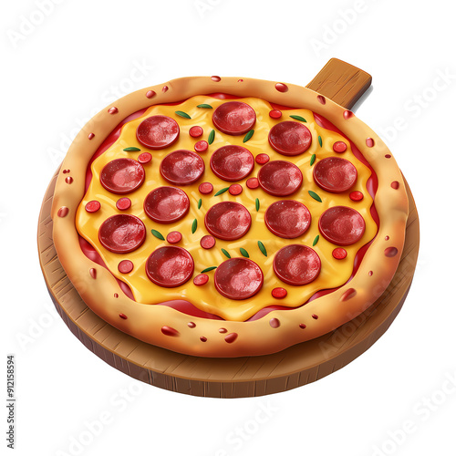 pizza 3d realistic icon illustration isolated on transparent background