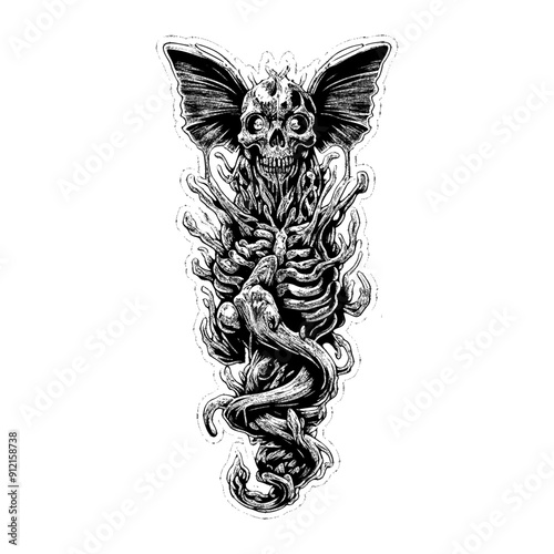scary monster black and white