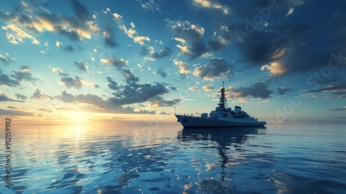 Naval vessel conducting a maritime mission. photo