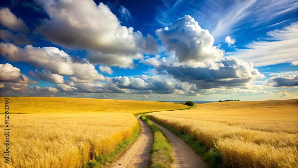 Fototapeta premium A Winding Path Through Golden Fields generative AI