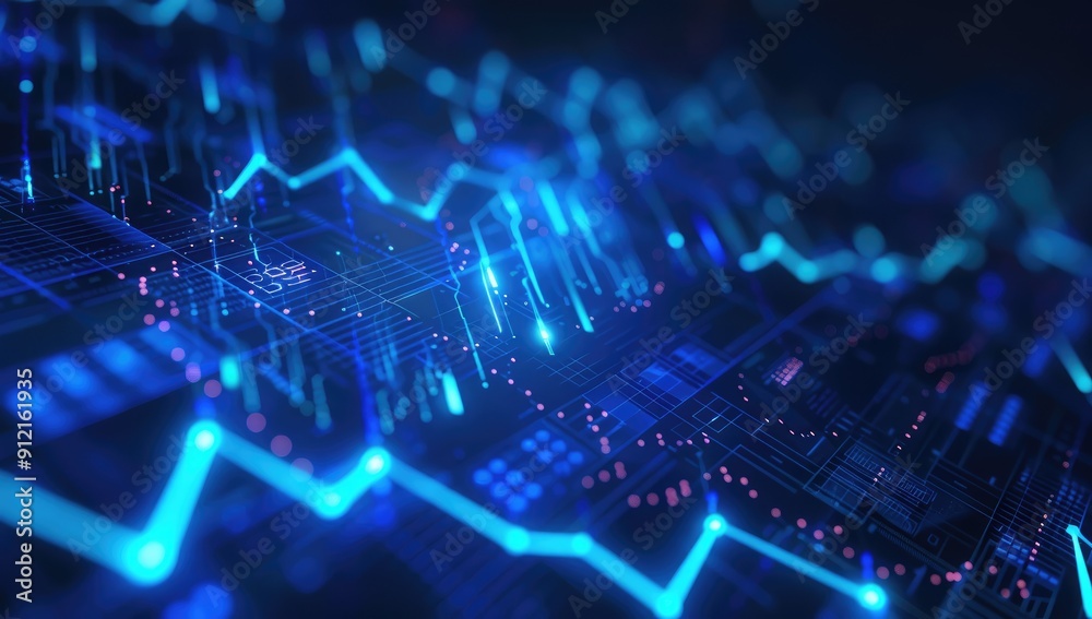 Dynamic Abstract Background Featuring Blue Glowing Stock Market Graph and Financial Data Trends Dynamic Abstract Background Featuring Blue Glowing Stock Market Graph and Financial Data Trends