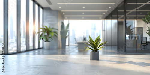 Blur focus of open space office interior background