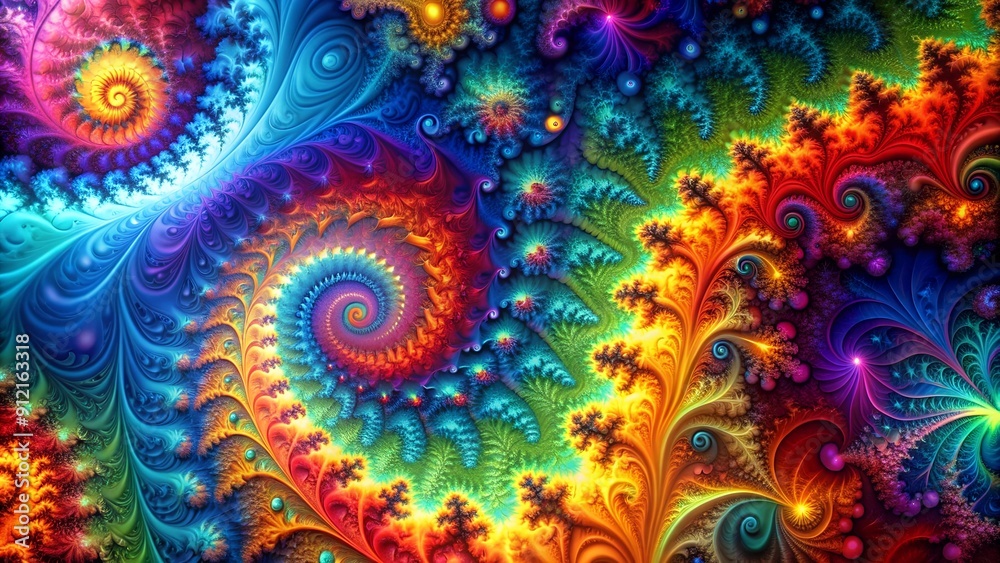 A Psychedelic Tapestry of Swirling Colors and Fractal Patterns generative AI A Psychedelic Tapestry of Swirling Colors and Fractal Patterns generative AI