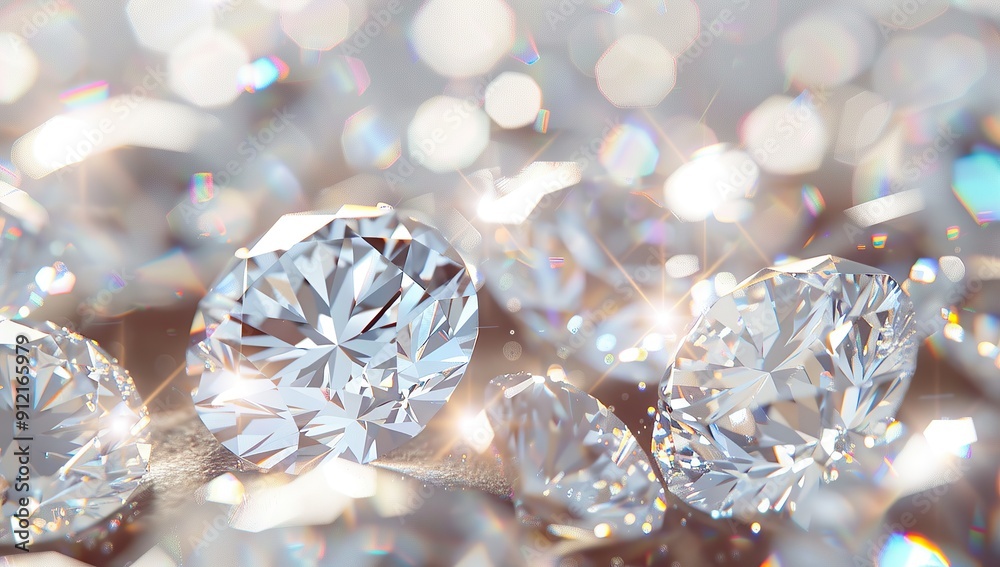A close-up of multiple diamonds in the foreground A close-up of multiple diamonds in the foreground