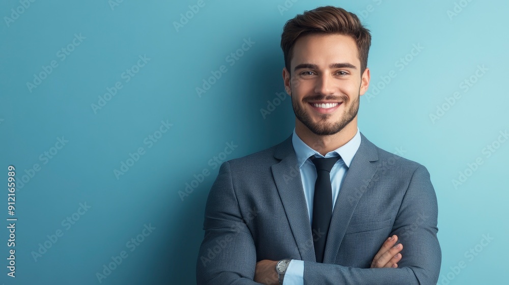 image of handsome young businessman, single color background with generative ai image of handsome young businessman, single color background with generative ai