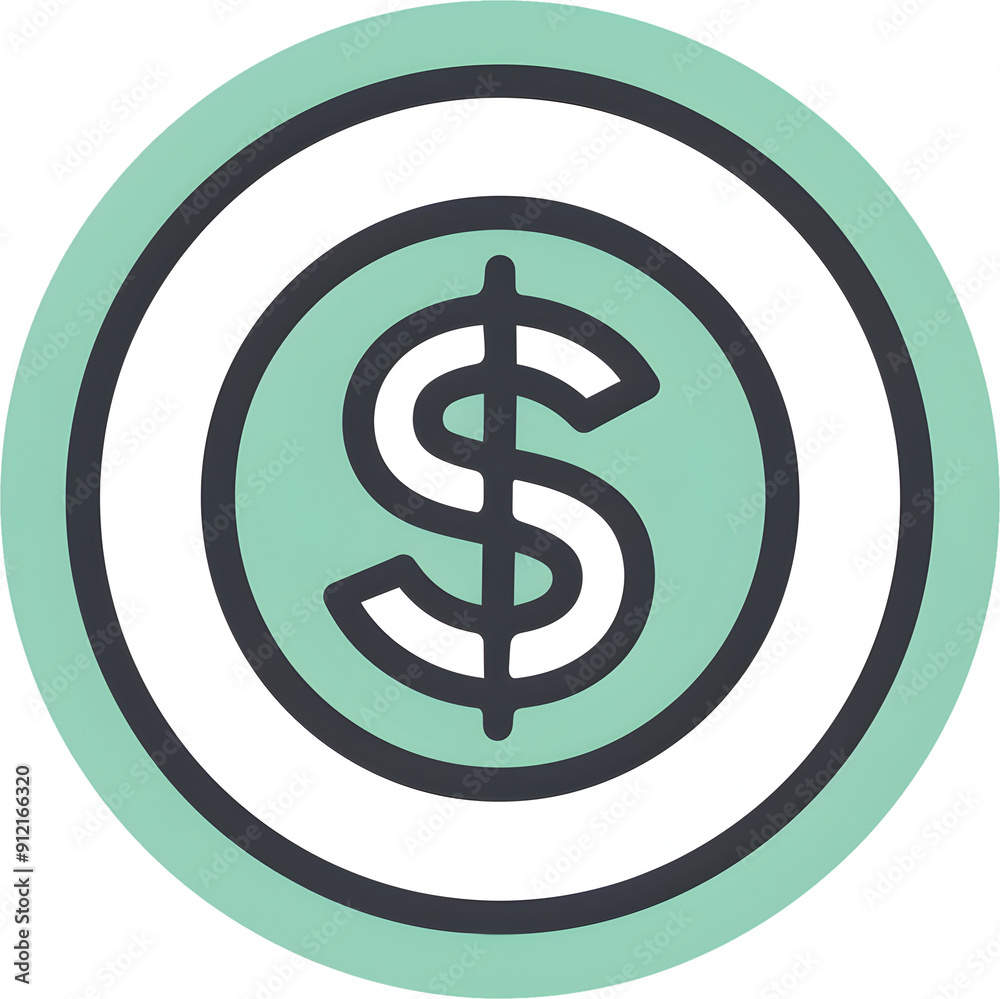 Minimalist Dollar Sign Icon in Green Circle for Financial or Business Concepts