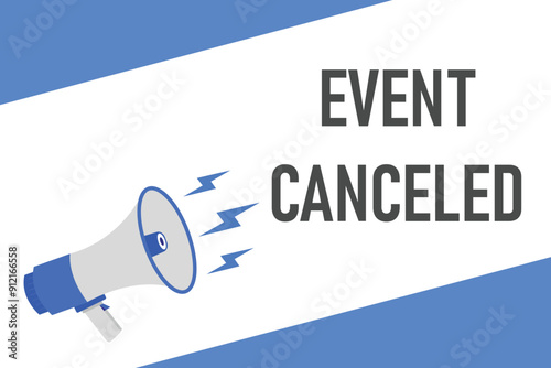 event canceled button, banner, label, template for website. event canceled text with colorful megaphone icon
