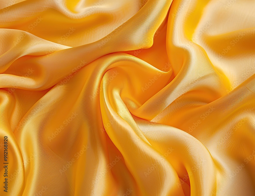 A close-up of the golden yellow silk fabric