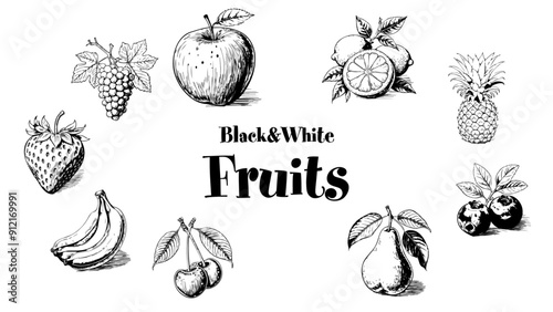 Fruits Black&White Vector