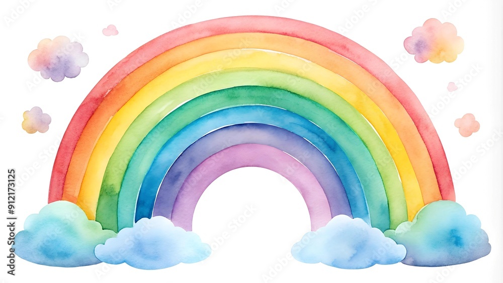 Whimsical Watercolor Rainbow Badge Generative AI Whimsical Watercolor Rainbow Badge Generative AI