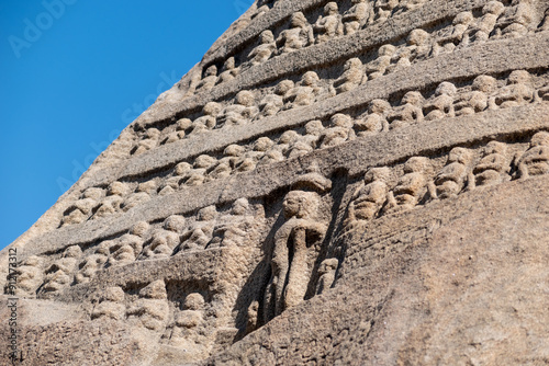 Ancient rock carvings of Jain tirthankaras on a hill around Shravanabelagola in Karnataka. photo