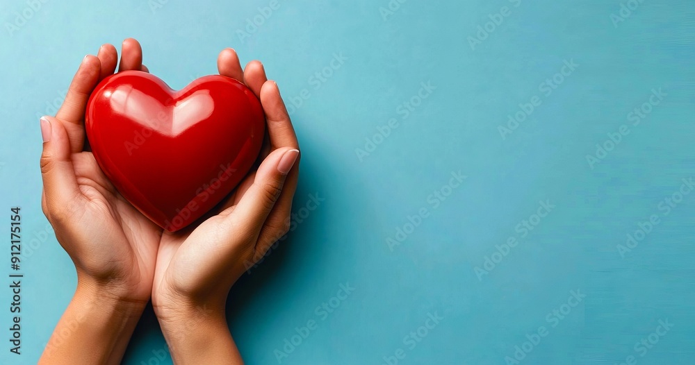Fototapeta premium A person holding a red heart in their hands