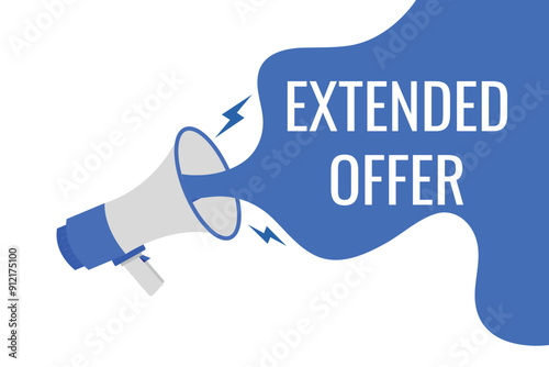 extended offer button, banner, label, template for website. extended offer text with colorful megaphone icon
