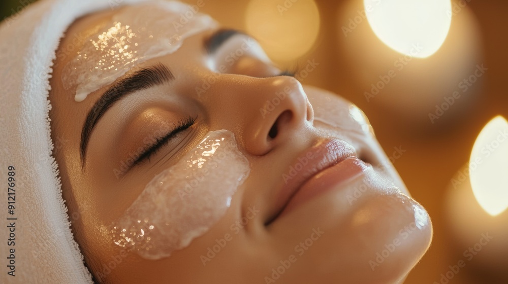 a woman getting a facial mask on her face