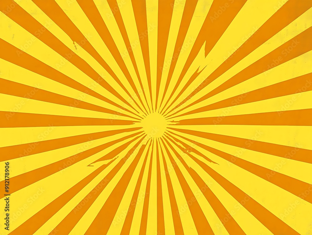 Fototapeta premium Hypnotic radial pattern featuring alternating yellow and black rays converging at a central point