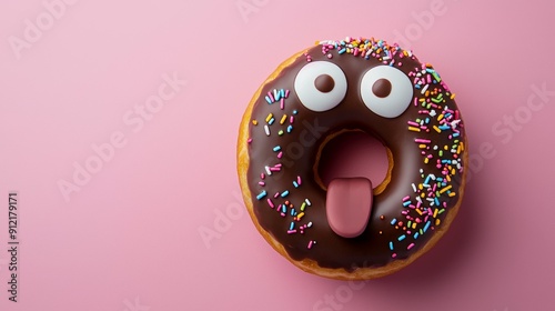 a donut with a big eye and a spiky expression photo