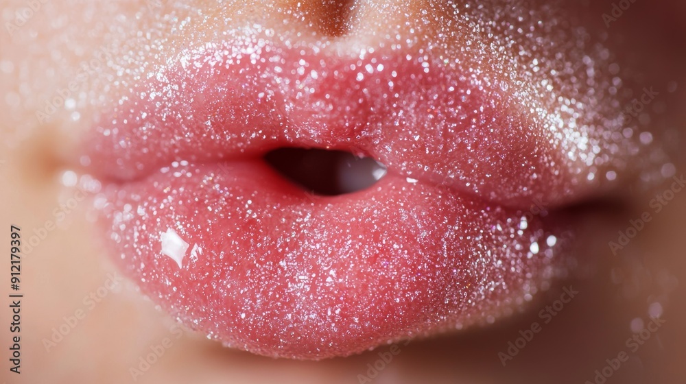 a close up of a woman's lips with glitter on it a close up of a woman's lips with glitter on it