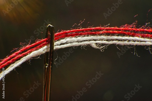  The red and white threads inside the needle symbolize the Indonesian flag