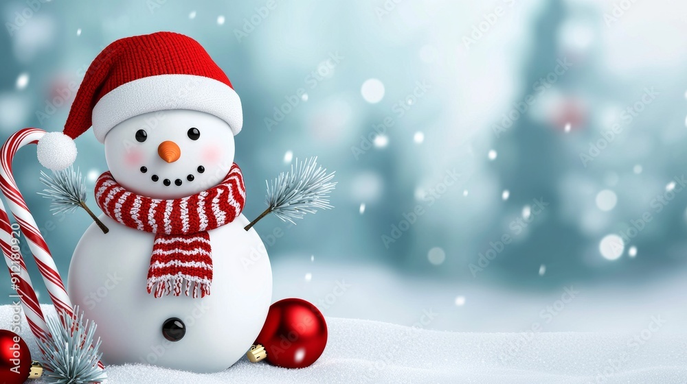 a snowman with a candy cane in his hand a snowman with a candy cane in his hand