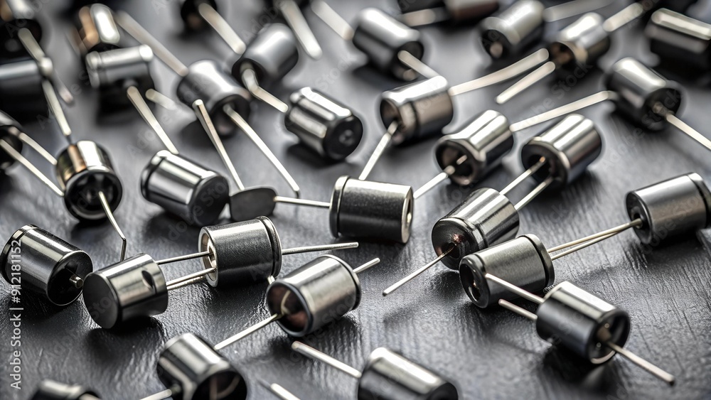 A Close-Up Perspective of Scattered Capacitors AI generated A Close-Up Perspective of Scattered Capacitors AI generated