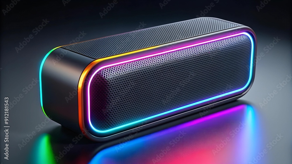 Sleek Black Bluetooth Speaker with Vibrant Neon Accents AI generated Sleek Black Bluetooth Speaker with Vibrant Neon Accents AI generated