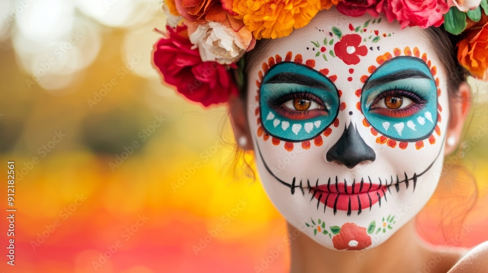 a woman with a face painted in the colors of the mexican flag a woman with a face painted in the colors of the mexican flag