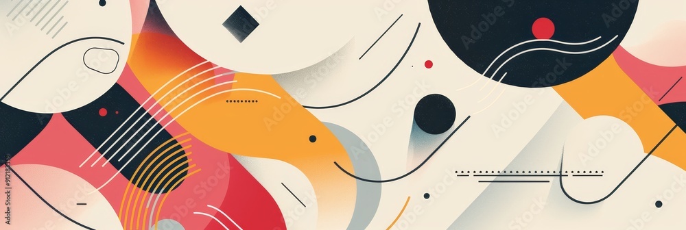 Obraz premium Abstract Geometric Background with Vibrant Colors and Shapes - A dynamic abstract design with overlapping shapes in a mix of red, orange, and black, symbolizing creativity, energy, modernity, and abst