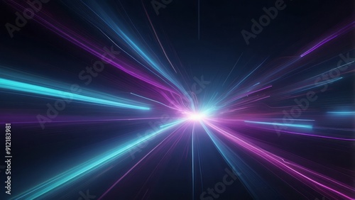 Abstract Light Trails with Blue and Purple Hues