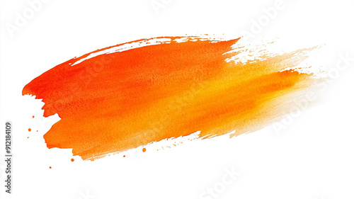 orange paint brush strokes watercolor isolated