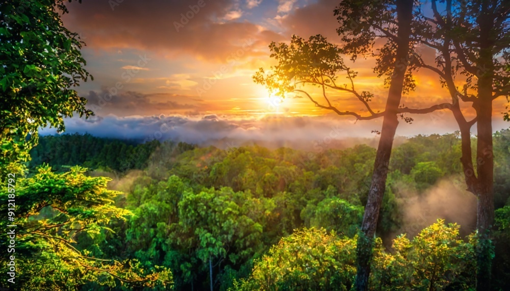 Fototapeta premium Golden Hour in Tropical Jungle