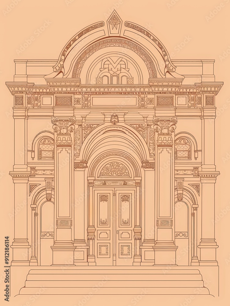Architectural Entrance with Ornate Details - An intricately designed ...