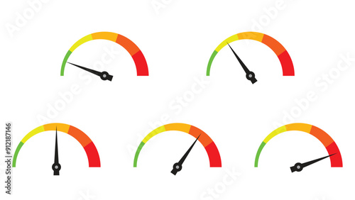 level measuring gauge set with different level indicator isolated on white background
