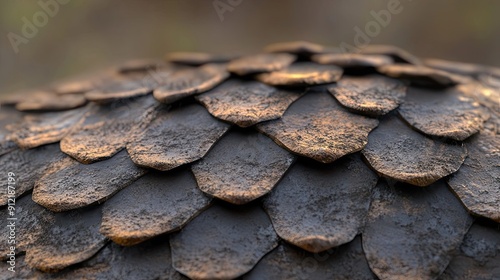 Close-up of Overlapping Scales on a Pangolin photo