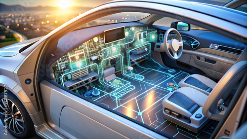Focus on a cutting-edge sensor, such as those used in autonomous vehicles or smart home devices, capturing its details, connections, and the sophistication of its design.