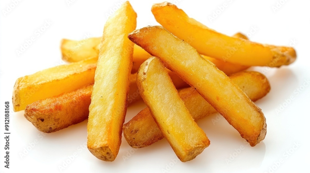 Golden French Fries on White Background Golden French Fries on White Background